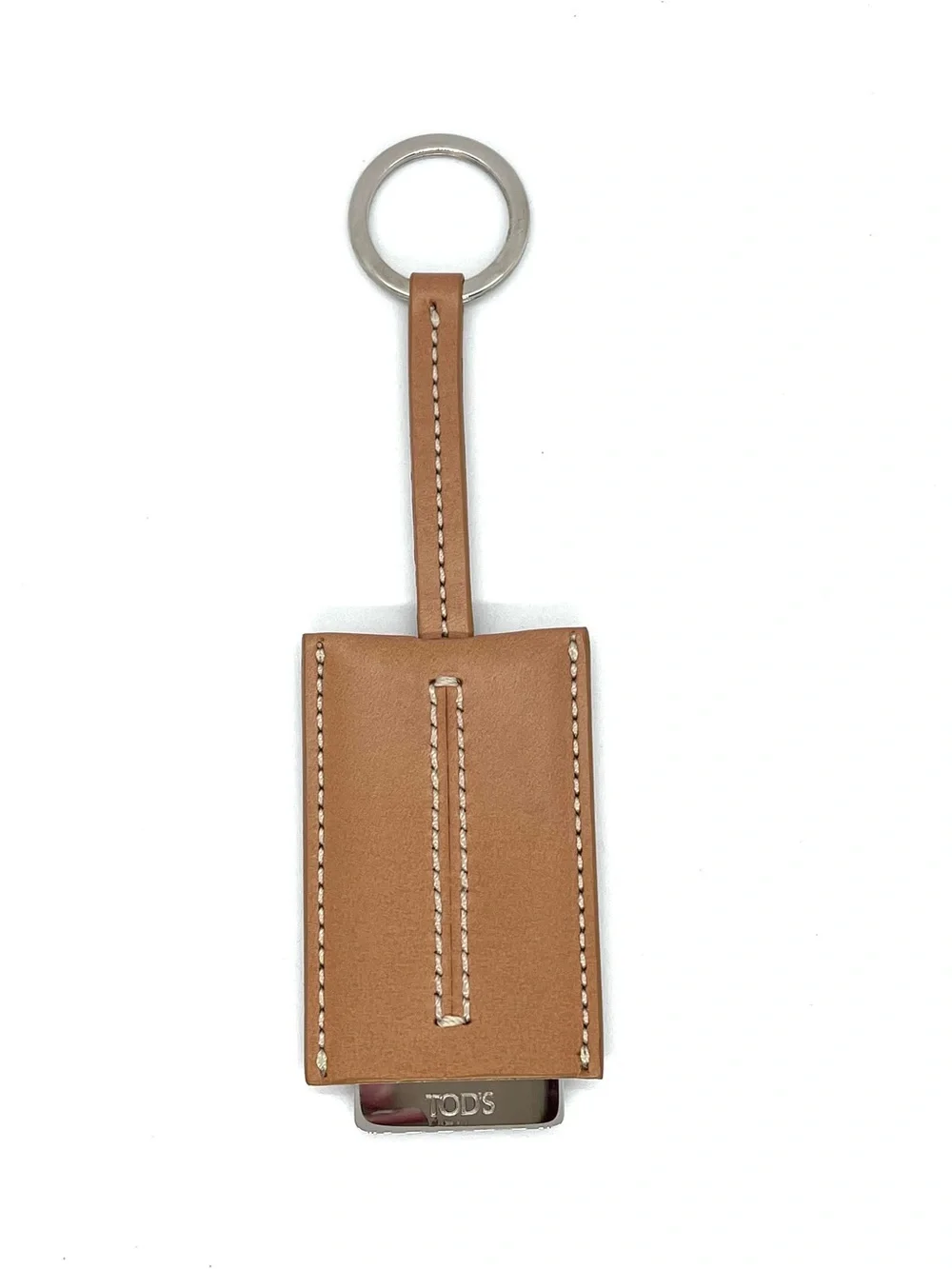 Tod’s Leather Keychain Mirror Travel Compact Tan w/ Branded Box & Cloth Italy